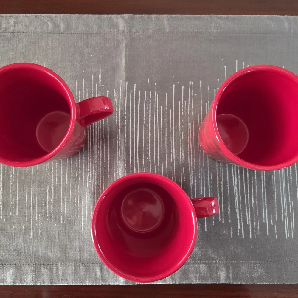 Crate&Barrel Red Polka Dot Mugs